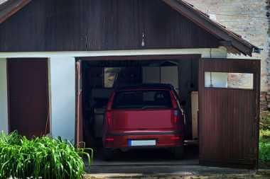 open side hinged traditional garage doors